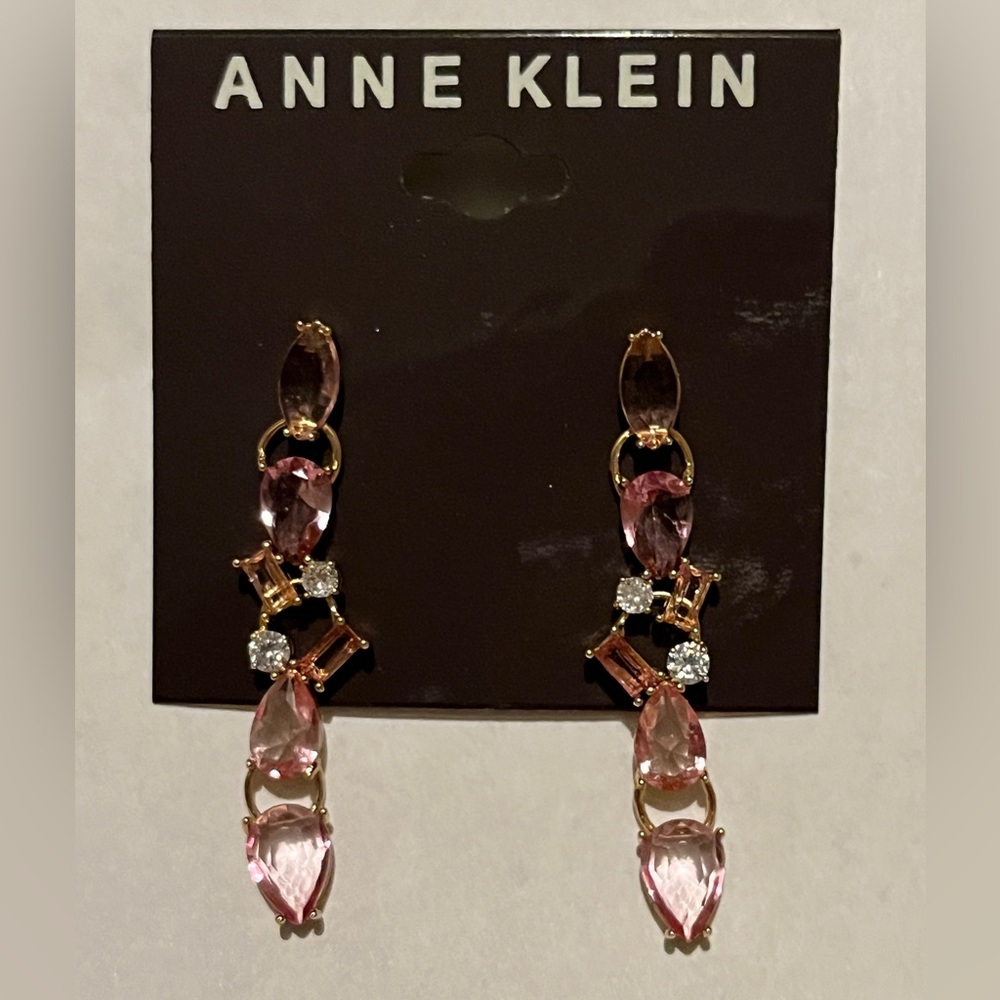 Anne Klein Cubic Zirconia Cluster Linear Drop Earrings